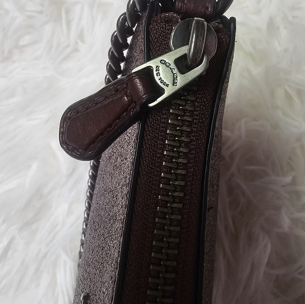 Coach Nolita Wristlet 15" inch Burgundy Glitter/Silver 2015 EUC - Picture 11 of 16